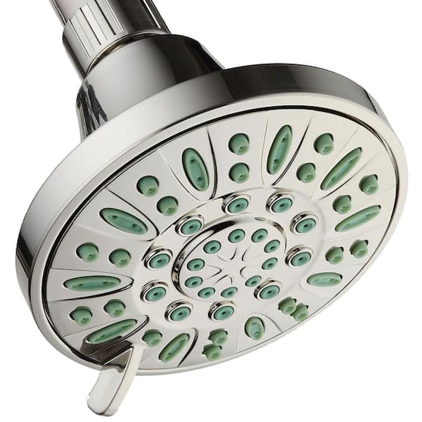 AquaDance 6-Spray Patterns 4 in. Single Wall Mount Fixed Shower Head with Antimicrobial High Pressure in Brushed Nickel