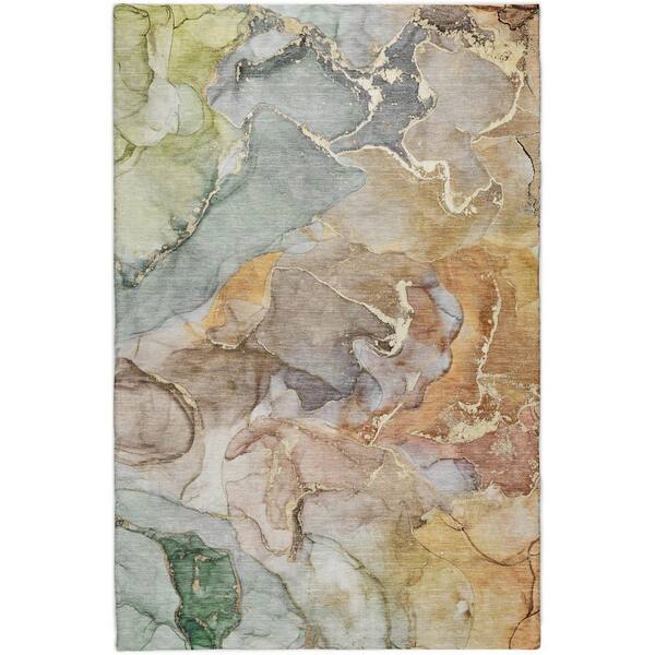 Dream Shag Premium Machine Washable Abstract ADS500 Beige 5 ft. x 7 ft. 6 in. Area Rug