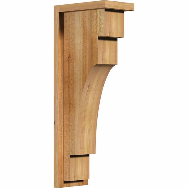 Ekena Millwork 6 in. x 10 in. x 26 in. Western Red Cedar Mediterranean Rough Sawn Corbel with Backplate
