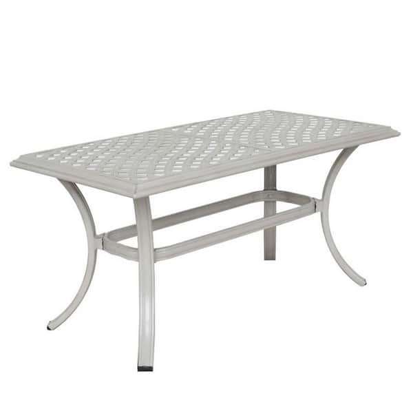 Benjara 21.06 in. White Rectangular Metal Outdoor Coffee Table