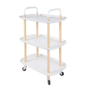 3-Tier Rolling Storage Utility Cart in White, Heavy-Duty Craft Cart With Wheels and Handle