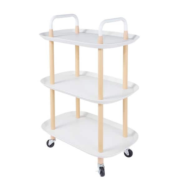Tileon 3-Tier Rolling Storage Utility Cart in White, Heavy-Duty Craft Cart With Wheels and Handle
