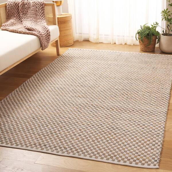 Organica 4 ft. x 6 ft. Natural/Ivory Check Area Rug