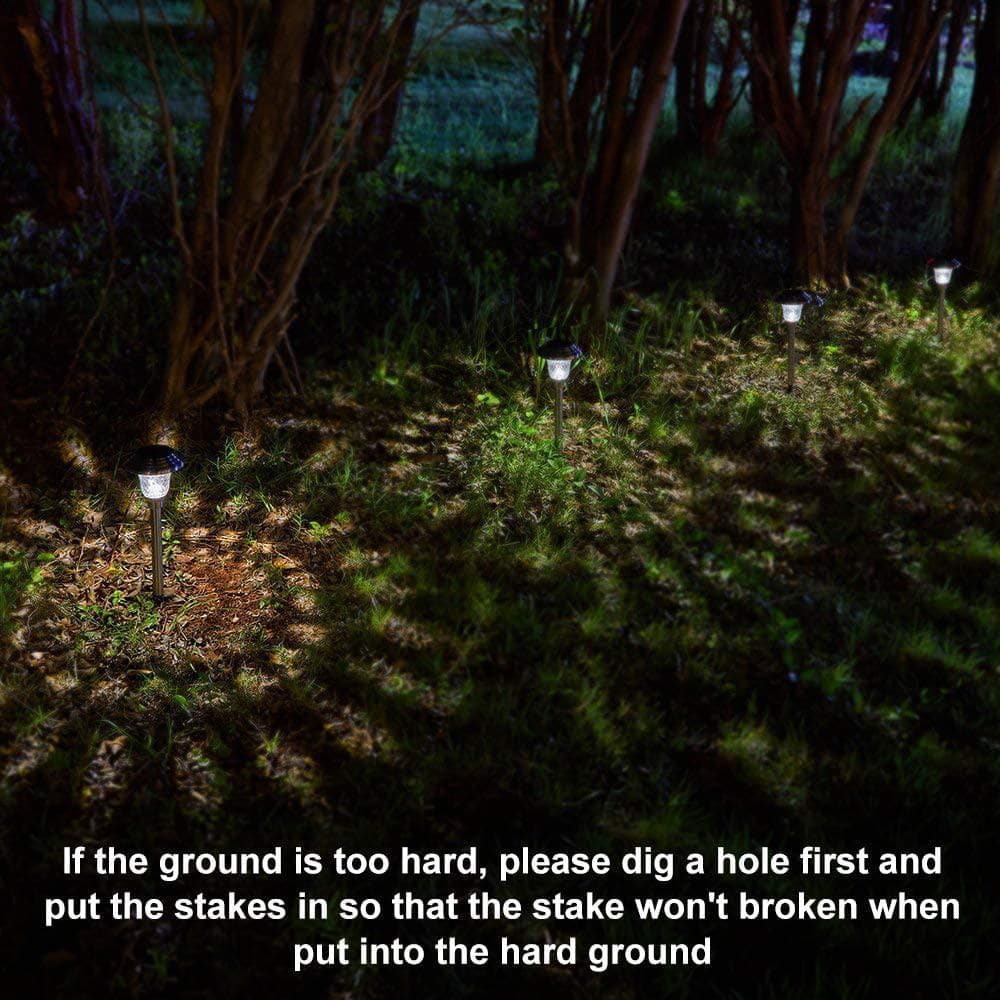 8-Pack Solar LED Pathway Lights with Glass Shade