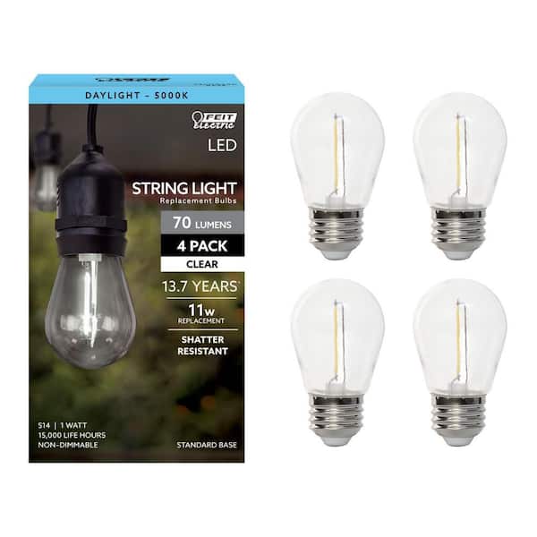 11-Watt Equivalent S14 String Light LED Light Bulb 5000K Daylight (4-Pack)