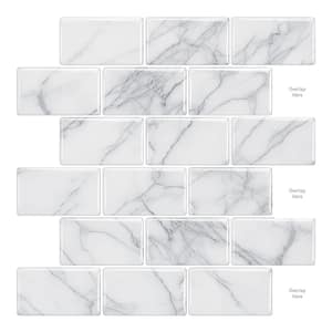 10 in. x 11.8 in. Marble White Thin Vinyl Peel and Stick Backsplash Tiles for Kitchen (20-Pack/16.39 sq. ft.)