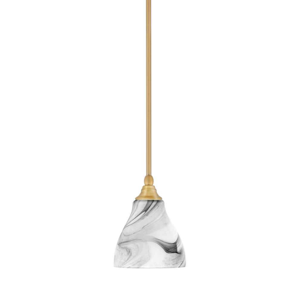 Sparta 100-Watt 1-Light New Age Brass Shaded Pendant Light Mini Pendant wit