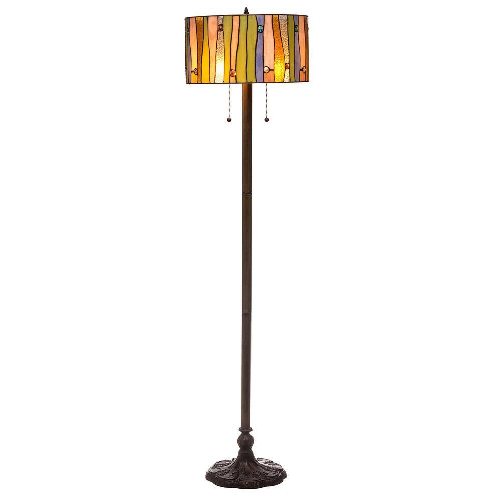 Serena Green and Blue Stained Glass 60'' Tiffany Floor Lamp