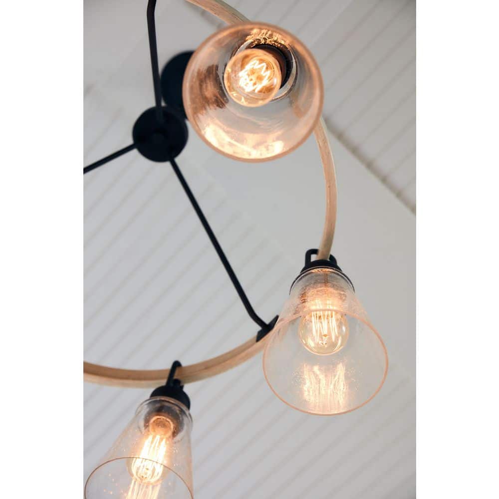 Kingsbridge Earth Black 6-Light Wagon Wheel Chandelier