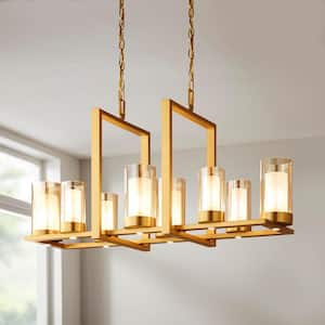Samantha 60-Watt 8-Light LED Brass Chandelier with Clear and Frosted Shades