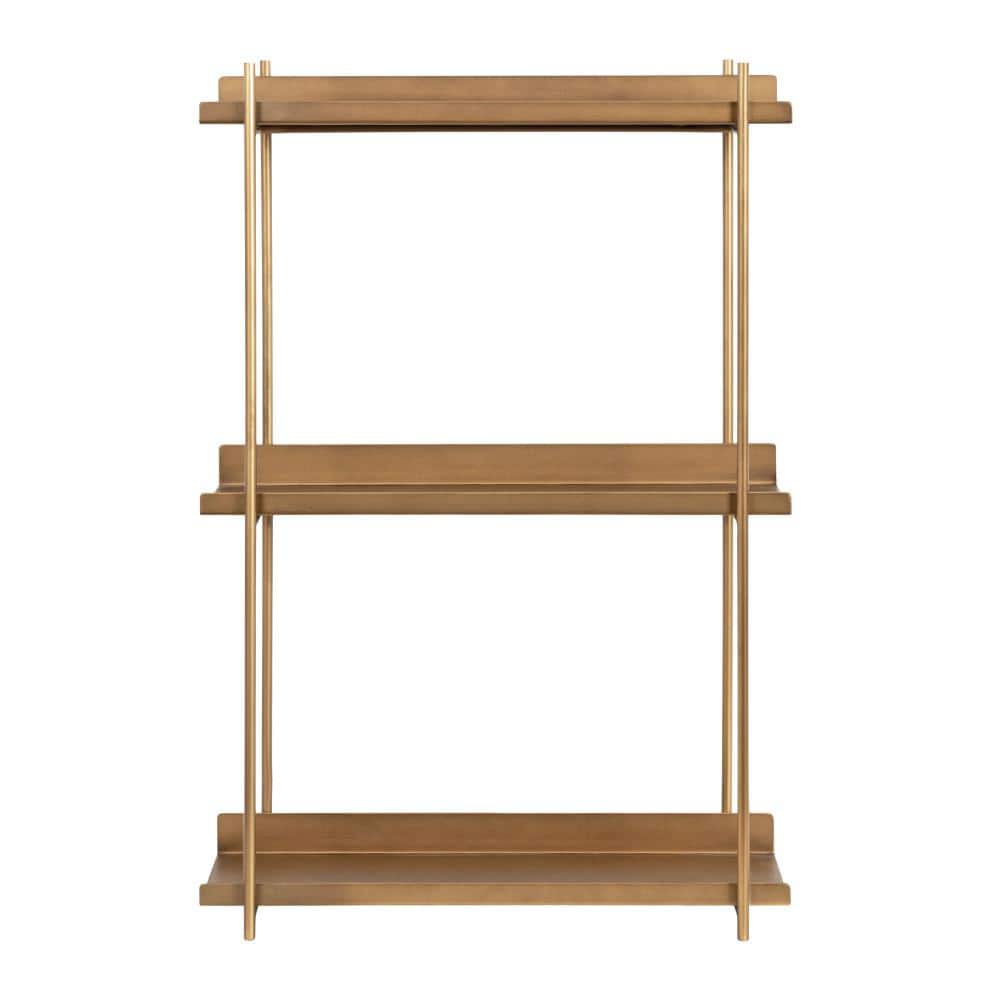 Gold Metal 3-Tier Floating Wall Shelf