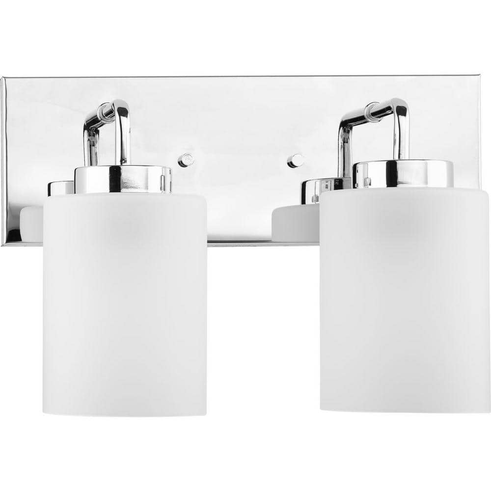 Progress Lighting Merry Collection 12 in. 2-Light Polished Chrome and Etched Glass Transitional Style Bath Vanity Wall Light