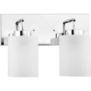 Merry Collection 12 in. 2-Light Polished Chrome and Etched Glass Transitional Style Bath Vanity Wall Light