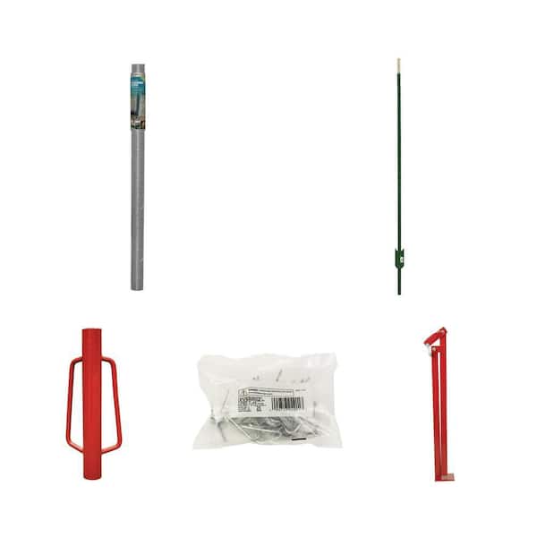1/4 in. x 4 ft. Steel Hardware Cloth, 6 ft. T-Post, Driver, Clips, Puller