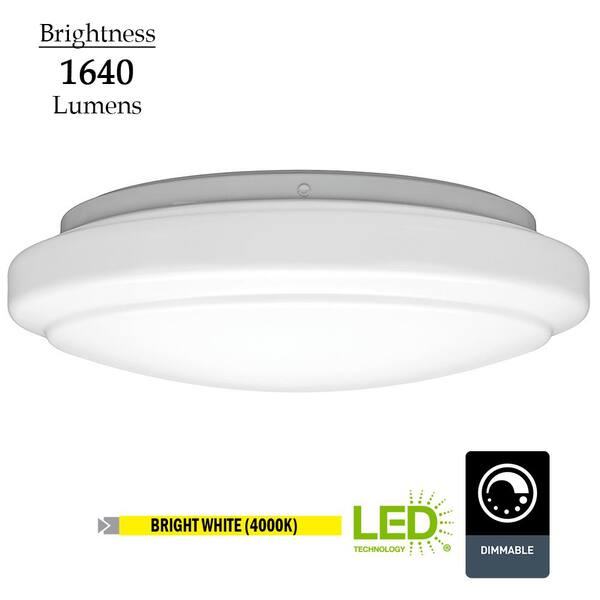 Hampton Bay 16 In 22 Watt Round Led Flush Mount Ceiling Light Pantry Laundry Closet 1640 Lumens 4000k Dimmable 4 Pack 54075341 4pk The Home Depot