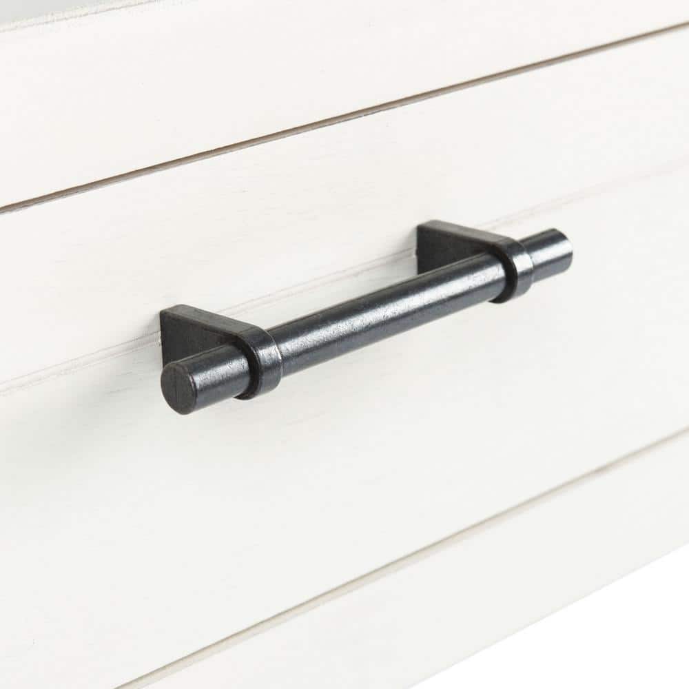 Elegant Distressed White Wood & Metal Console Table with Storage