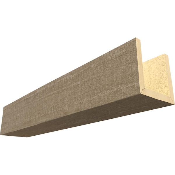 Ekena Millwork Endurathane 8 in. H x 8 in. W x 16 ft. L Rough Cedar Champagne Mist Faux Wood Beam