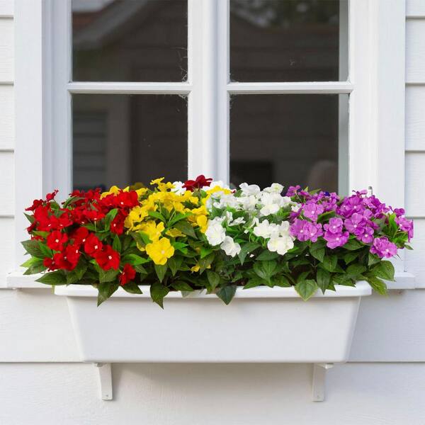 15.8 in. White Indoor/Outdoor Artificial Impatiens Flower Bundles