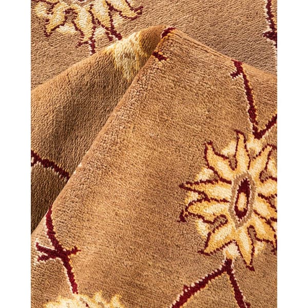 Eclectic Beige 9 ft. x 12 ft. Floral Wool Indoor Area Rug