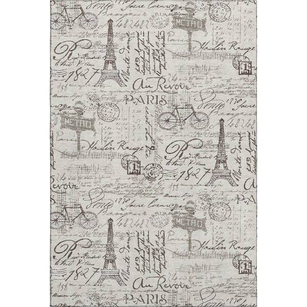 Mayfield Premium Machine Washable Abstract AMF2209 Linen 3 ft. x 4 ft. Area Rug