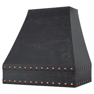 36 in. 1250 CFM Hammered Copper Ducted Wall Mounted Correa Range Hood in Glazed Black with Slim Baffle Filters