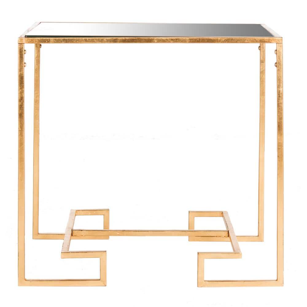Seamus 24" Antique Gold Leaf Mirrored Rectangular Accent Table