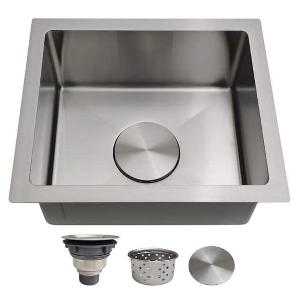13 in. x 15 in. Undermount Bar Sink-18 Gauge Stainless Steel Single Bowl Kitchen Prep Sink for Outdoor, RV and Wet Bar
