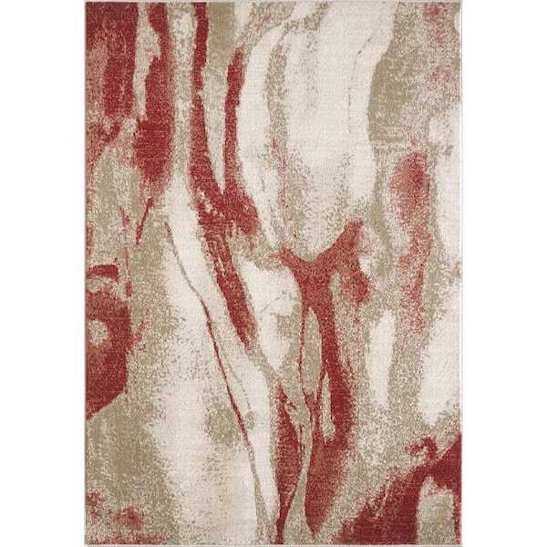 Kas Rugs Avalon Ivory/Brown Wonder 9 ft. x 12 ft. Abstract Watercolor Area Rug
