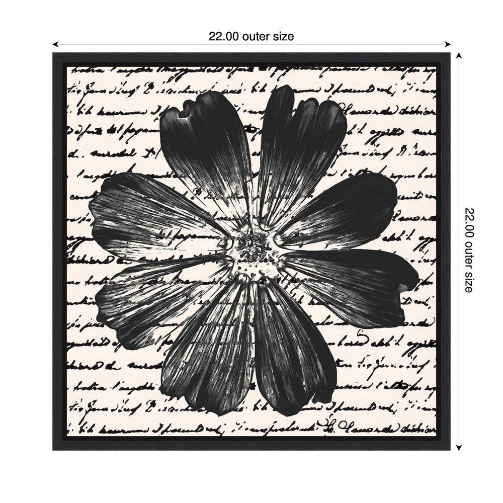 Inky Floral IV Black and White Abstract Canvas Print with Floater Frame