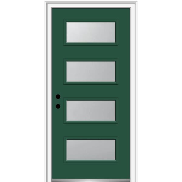 MMI Door 32 in. x 80 in. Celeste Right-Hand Inswing 4-Lite Frosted Painted Fiberglass Smooth Prehung Front Door, 6-9/16 in. Frame
