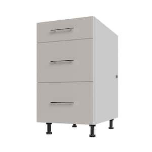 Miami Shoreline Gray Matte Flat Panel Stock Assembled Base Kitchen Cabinet 3 DR Base 18 In.x 34.5 In.x 27 In.