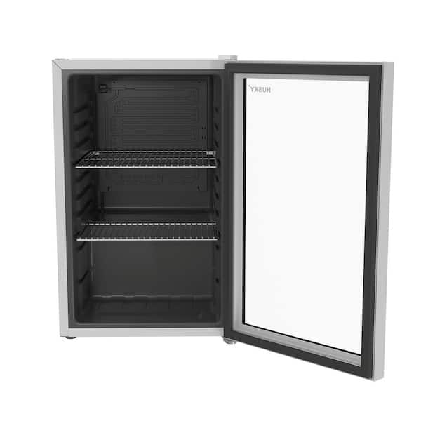 white bar fridge glass door