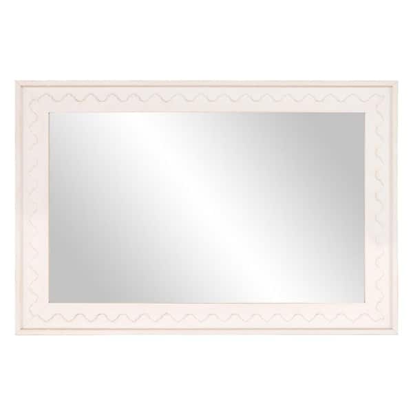 Pinnacle Medium Rectangle White Mirror, Mirrors With White Wood Frames
