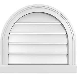 20 in. x 18 in. Round Top Surface Mount PVC Gable Vent: Functional with Brickmould Sill Frame