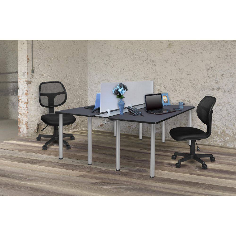 Regency Kee 66 in x 24 in. Grey Top 2 Person Workstation Desk with ...