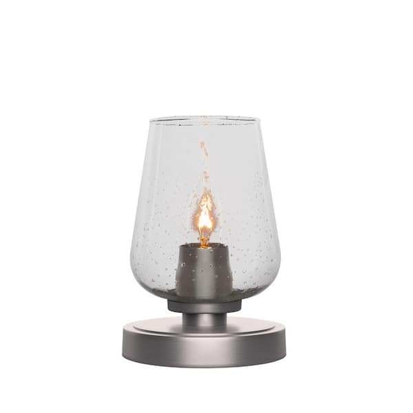 Unbranded Quincy 8 in. Graphite Accent Lamp with Clear Bubble Glass Shade