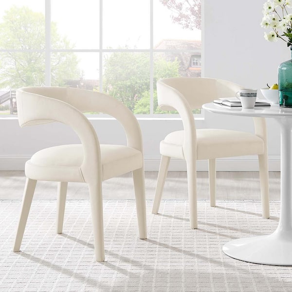 Ivory velvet dining chairs discount
