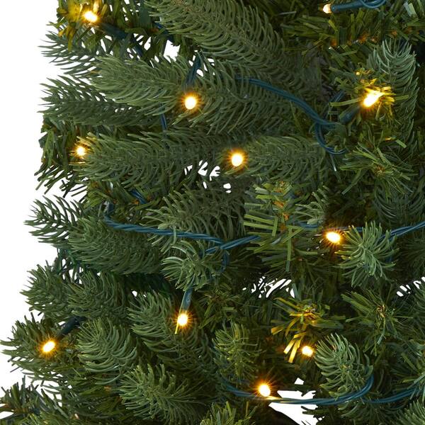 Nearly Natural 4 Ft Pre Lit Flat Back Wall Hanging Artificial Christmas Tree With 50 Battery Operated Clear Led Lights T1769 The Home Depot