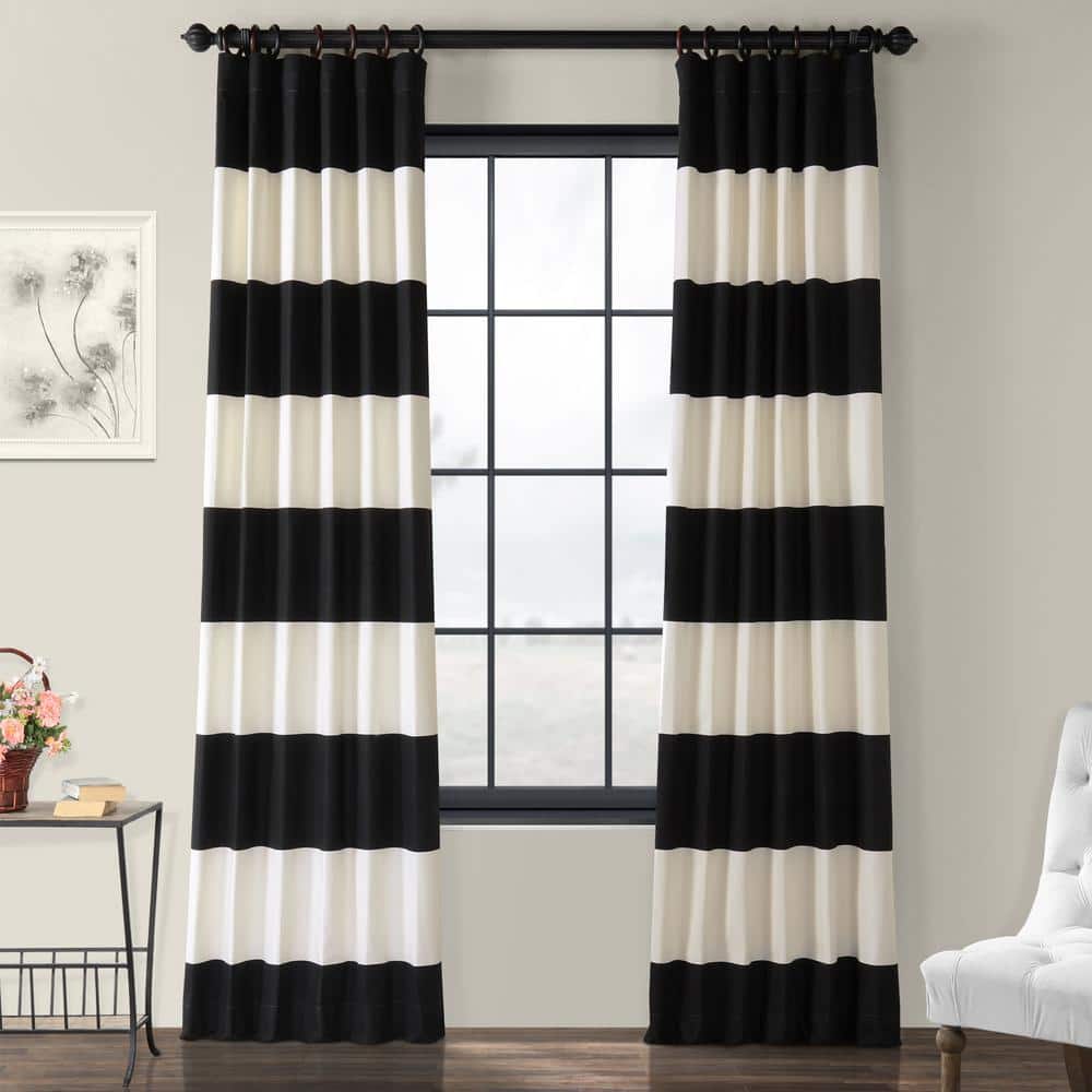 120-Inch White Cotton Polyester Room-Darkening Curtain Panel