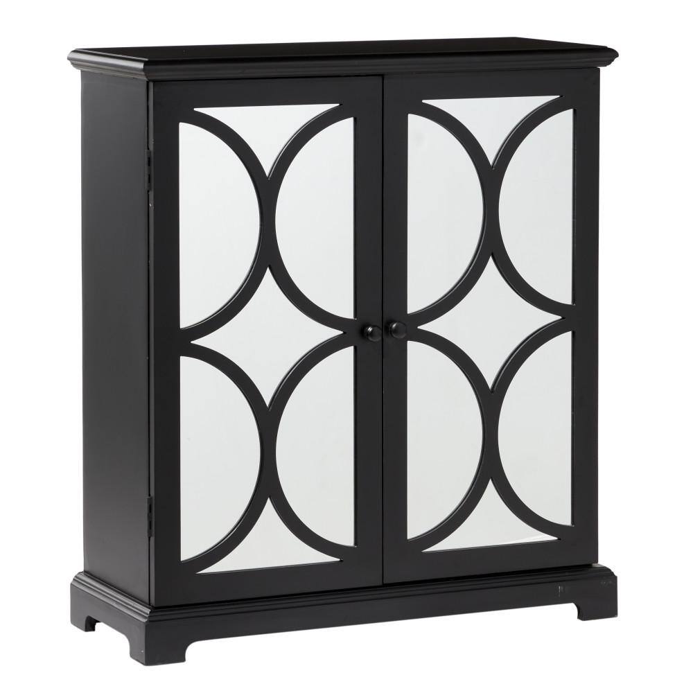 Litton Lane Black Wood 1 Shelf and 2 Doors Geometric Cabinet 48680 ...