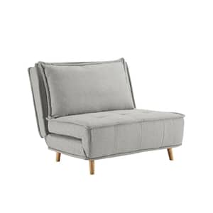 COZY Light Gray Fabric Convertible Futon Frame Chair with Wood Legs