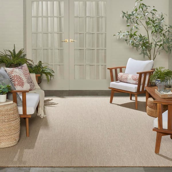 Courtyard Jute Ivory 10 ft. x 14 ft. All-Over Design Contemporary Area Rug