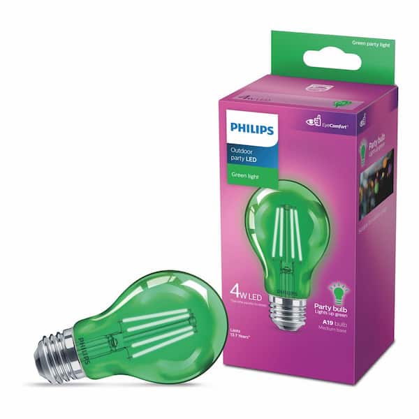 Philips 40-Watt Equivalent A19 Non-Dimmable E26 LED Light Bulb Green (1-Pack)