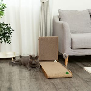 L-shaped Cat Scratching Board with Spring Toy