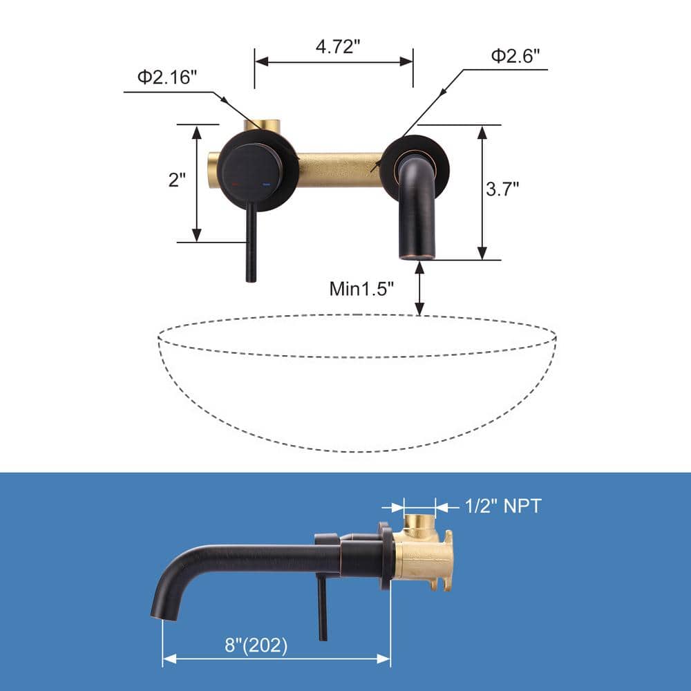 Oil Rubbed Bronze Wall Mounted Single Handle Bathroom Faucet