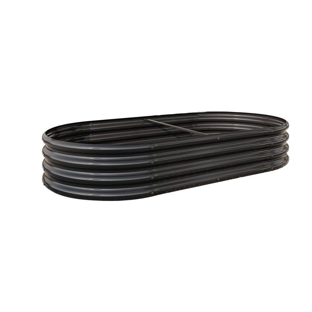 71 in. x 35 in. x 11 in. Oval Black Galvanized Steel Raised Garden Bed Larg