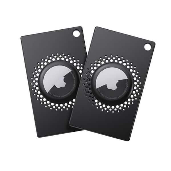 EKIEUDL Airtag Wallet Holder Slim Thin Card Credit Card Size Case with Flexible Design for AirTag Black 2 Pack