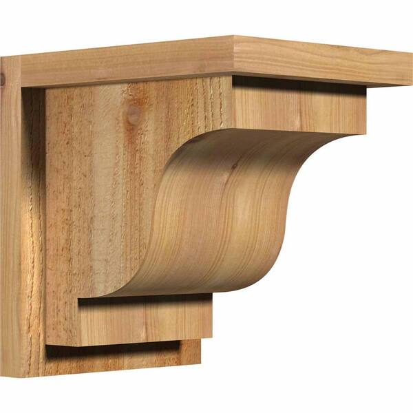 Ekena Millwork 8 in. x 10 in. x 10 in. Newport Rough Sawn Western Red Cedar Corbel with Backplate