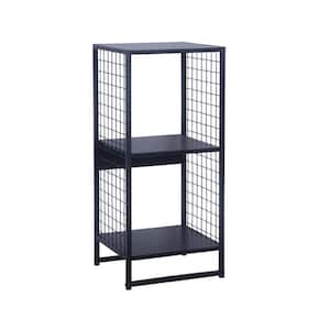 13.23 in. L x 14.45 in. W x 28.15 in. H 2 Rectangle Cube Wall Unit End Table with Mesh Side Panels, Black Oak