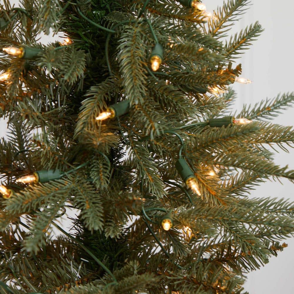 4.5-Foot Green Pine Artificial Christmas Tree with Clear Lights and Decorative Planter